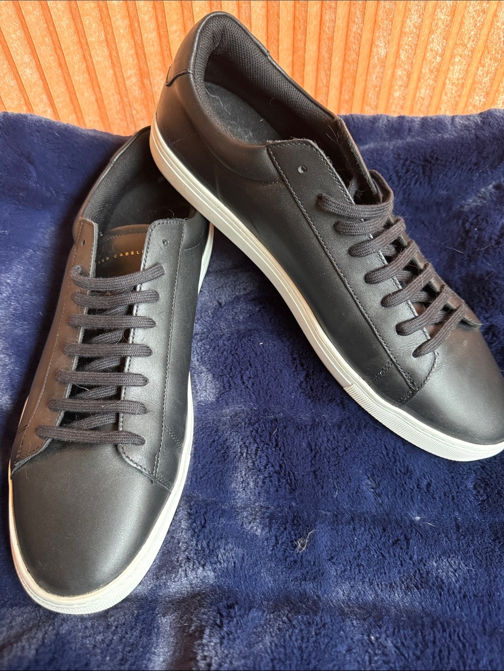 Oliver Cabell Men’s  Black Casual Lace-Up Sneakers with White Sole size 14